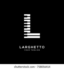 Larghetto logo template design with stylized letter L. Vector illustration.