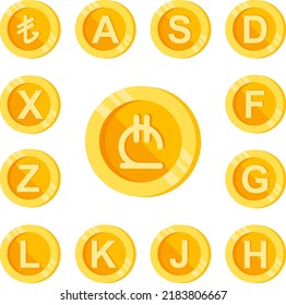 Lari, coin, money color icon in a collection with other items