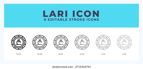 Icono de Lari con trazo editable. Ilustración vectorial de icono de esquema.