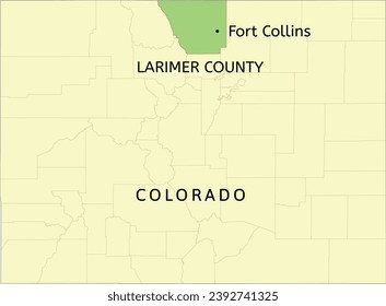 Condado de Larimer y municipalidad de Fort Collins ubicación en el mapa del estado de Colorado