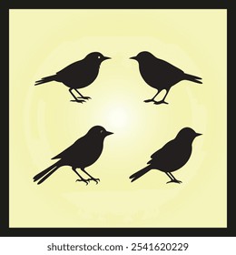 Clipart de la silueta del pájaro de la alondra en un fondo del color del hexágono