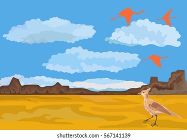 Lark on desert sands vector illustration