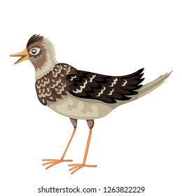 The Lark is standing, talking or singing. Songbird. Isolated vector character.