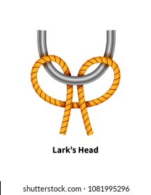 Lark's Head sea knot. Bright colorful how-to guide isolated on white
