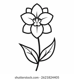 larkspur flower line art on white background