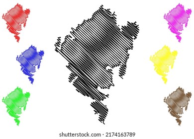 Larsmo island (Republic of Finland) map vector illustration, scribble sketch Luoto map
