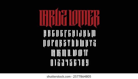 Laruz Lomer Blackletter Display Font. Heavy stroke, vintage character with ligatures. To give you an extra creative work.