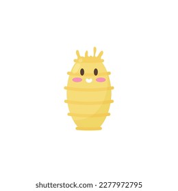 Larva, clam or small marine crustacean from zooplankton animals, flat cartoon vector illustration isolated on white background. Crustacean or larva funny character.
