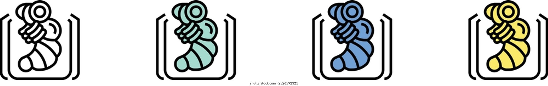 larvae icon. Outline, Green, Blue and Yellow Style Design Isolated On White Background