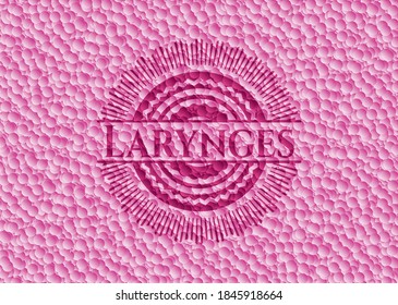 Larynges pink emblem with bubbles background. Vintage. Vector Illustration. Detailed. 