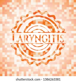 Laryngitis orange tile background illustration. Square geometric mosaic seamless pattern with emblem inside.