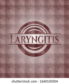 Laryngitis red seamless badge with geometric pattern background.