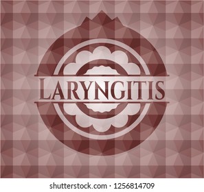 Laryngitis red seamless emblem with geometric pattern background.