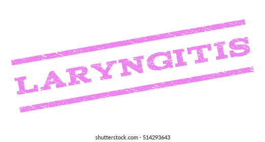 Laryngitis watermark stamp. Text caption between parallel lines with grunge design style. Rubber seal stamp with unclean texture. Vector violet color ink imprint on a white background.
