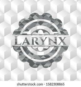 Larynx grey badge with geometric cube white background