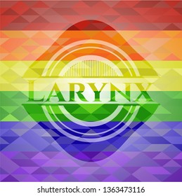 Larynx on mosaic background with the colors of the LGBT flag