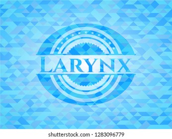 Larynx sky blue emblem with triangle mosaic background