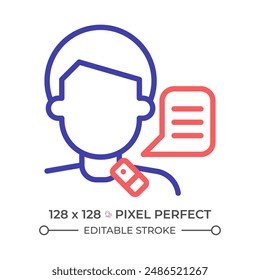Larynx speech two color line icon. Lifestyle special needs medicine. Speech physiotherapy. Lifelong condition bicolor outline symbol. Duotone linear pictogram. Isolated illustration. Editable stroke