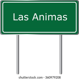 Las Animas, Colorado , road sign green vector illustration, road table, USA city