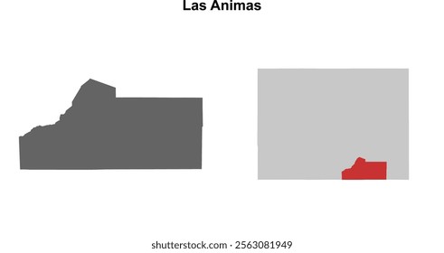 Las Animas County (Colorado) blank outline map set