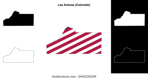 Las Animas county (Colorado) outline map set