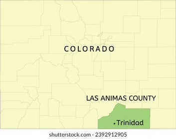 Las Animas County and home rule municipality of Trinidad location on Colorado state map