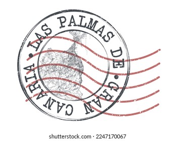 Las Palmas de Gran Canaria, Las Palmas, Spain Stamp Map Postal. Silhouette Seal Roads and Streets. Passport Round Design. Vector Icon. Design Retro Travel National Symbol.