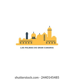 Las Palmas de Gran Canaria  cityscape skyline city panorama vector flat modern logo icon. Spain, Canary resort town emblem idea with landmarks and building silhouettes. Isolated graphic