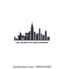 Las Palmas de Gran Canaria  cityscape skyline city panorama vector flat modern logo icon. Spain, Canary resort town emblem idea with landmarks and building silhouettes. Isolated graphic