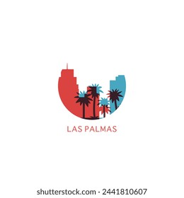 Las Palmas de Gran Canaria cityscape skyline city panorama vector flat modern logo icon. Spain, Canary island emblem idea with landmarks and building silhouettes