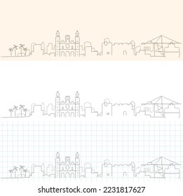 Las Palmas Hand Drawn Profile Skyline