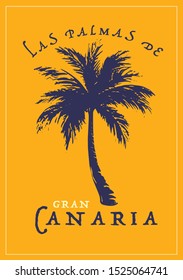 Las Palmas modern poster with palm tree. Vector illustration. - Vector