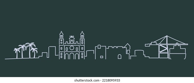 Las Palmas Single Line Skyline Profile