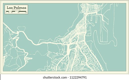 Las Palmas Spain City Map in Retro Style. Outline Map. Vector Illustration.