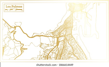 Las Palmas Spain City Map in Retro Style in Golden Color. Outline Map. Vector Illustration.