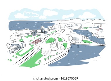 Las Palmas Spain Europe vector sketch city illustration line art