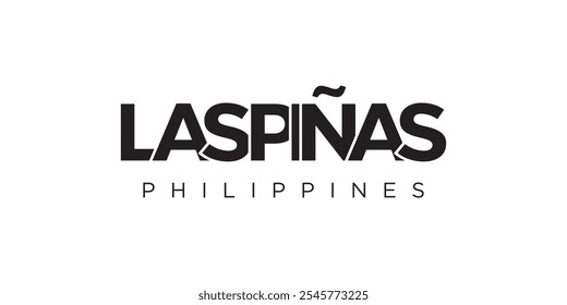 Las Pinas in the Philippines emblem. The design features a geometric style, vector illustration with bold typography in a modern font. The graphic slogan lettering.