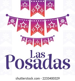 Las Posadas. Übersetzung aus dem Spanischen - Die Gaststätten. Vektorgrafik. Urlaubsposter