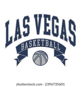 Las Vegas basketball design vector. Editable college t-shirt design printable text effect vector.	
