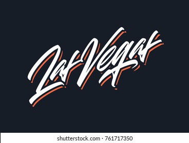 Las Vegas brush lettering vector logo design element