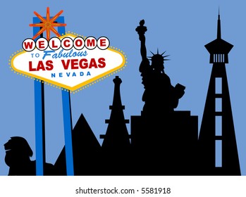 las vegas with buildings and sign vector
