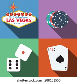 Las Vegas Casino Vector With Long Shadow