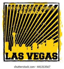 Las Vegas City concept. Logo. Label. T-shirt design. LV. Creative poster design.