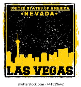 Las Vegas City concept. Logo. Label. T-shirt design. LV. Creative poster design.