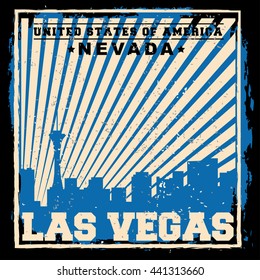 Las Vegas City concept. Logo. Label. T-shirt design. LV. Creative poster design.