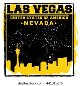 Las Vegas City concept. Logo. Label. T-shirt design. LV. Creative poster design.