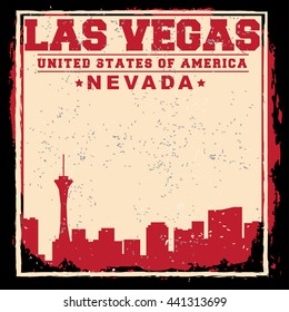 Las Vegas City concept. Logo. Label. T-shirt design. LV. Creative poster design.