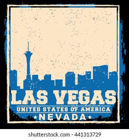 Las Vegas City concept. Logo. Label. T-shirt design. LV. Creative poster design.