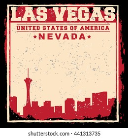 Las Vegas City concept. Logo. Label. T-shirt design. LV. Creative poster design.