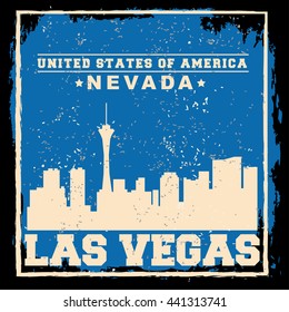 Las Vegas City concept. Logo. Label. T-shirt design. LV. Creative poster design.